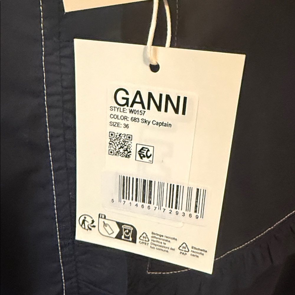 Ganni Navy Poplin mini shirt dress 36euro 6US - Picture 8 of 10